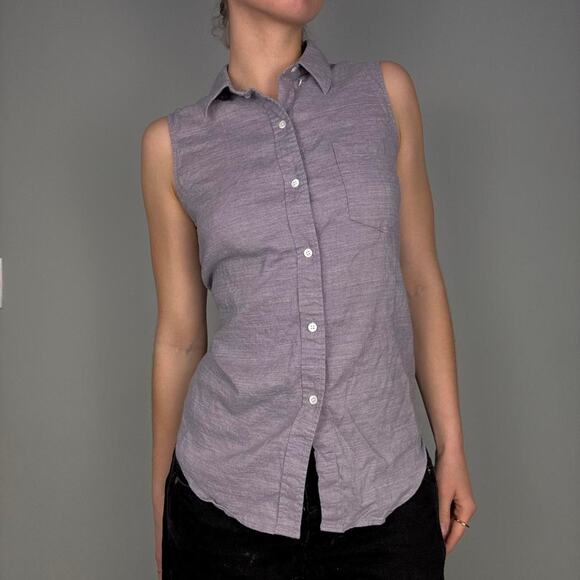 Grey Theory sleeveless collared button-up shirt linen blend - size small - Picture 6 of 8